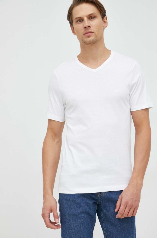 Бавовняна футболка BOSS 3-pack колір білий меланж