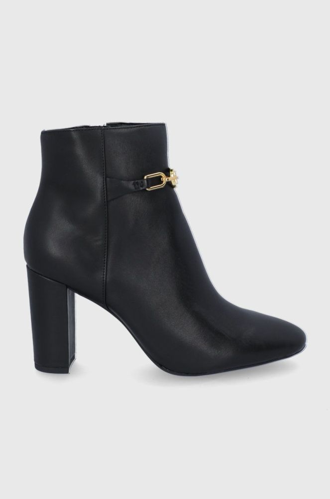Шкіряні черевики Lauren Ralph Lauren жіночі колір чорний каблук блок