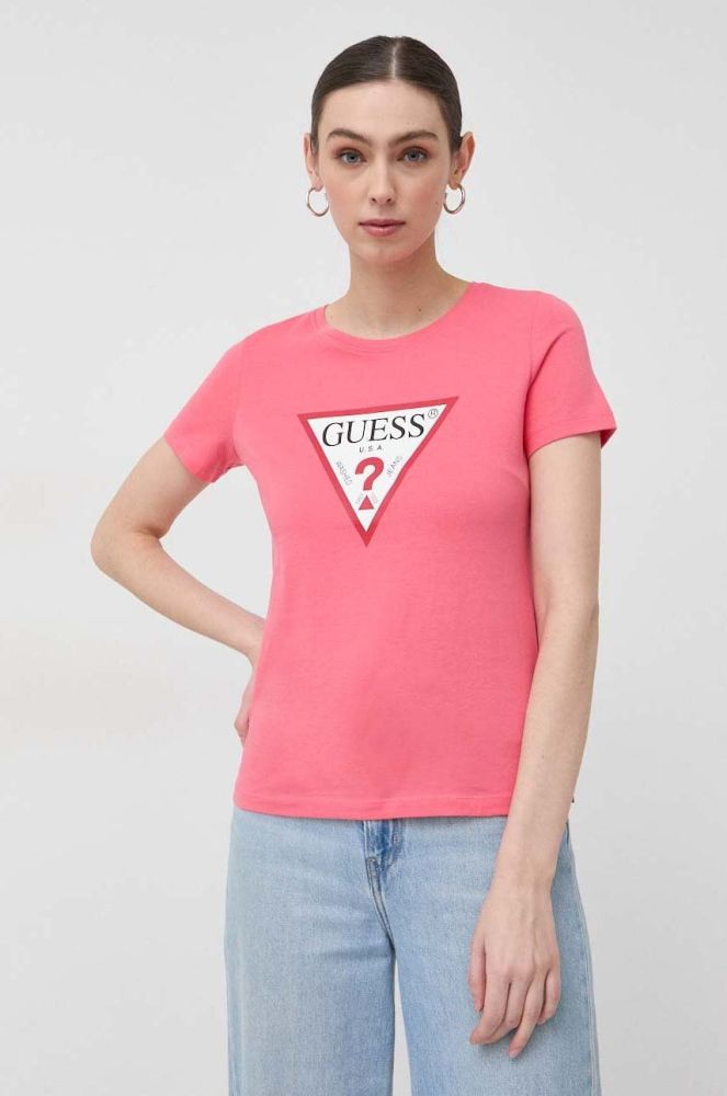 Бавовняна футболка Guess колір рожевий (2847151)