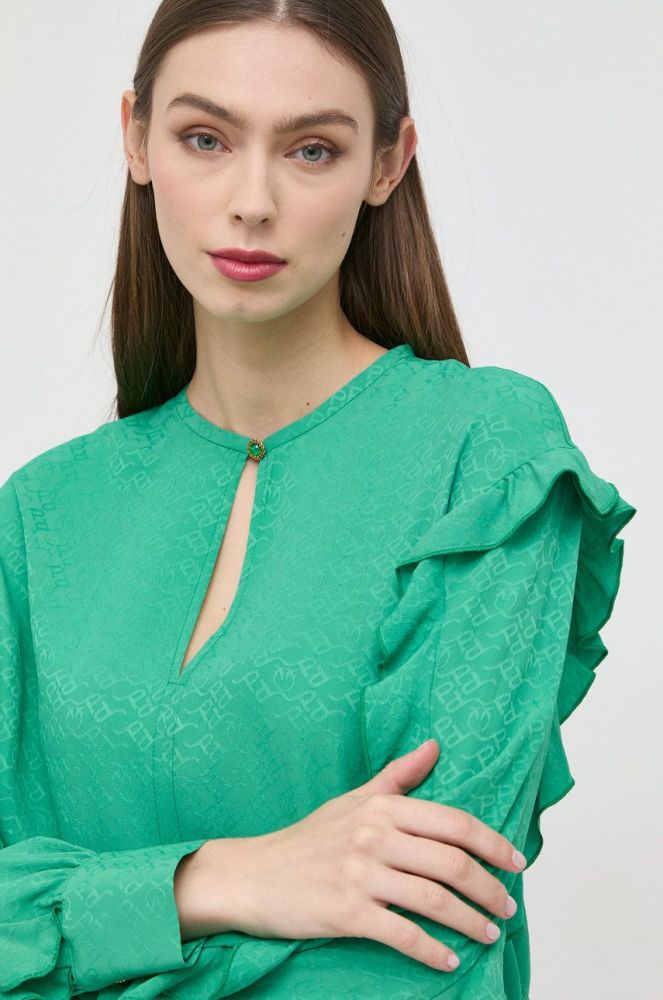 Кофта з домішкою шовку Pinko жіноча колір зелений однотонна
