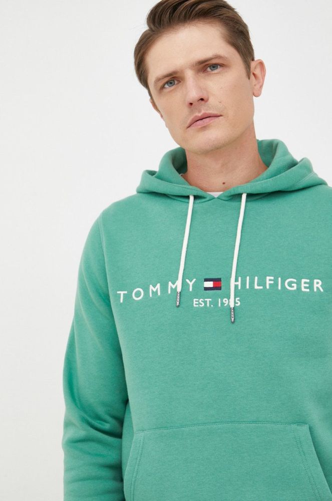 Кофта Tommy Hilfiger чоловіча колір зелений з аплікацією (2462568)