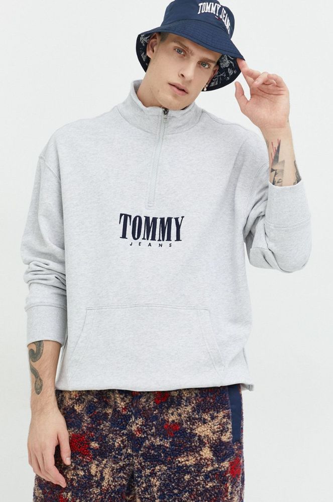 Бавовняна кофта Tommy Jeans чоловіча колір сірий меланж (2840171)