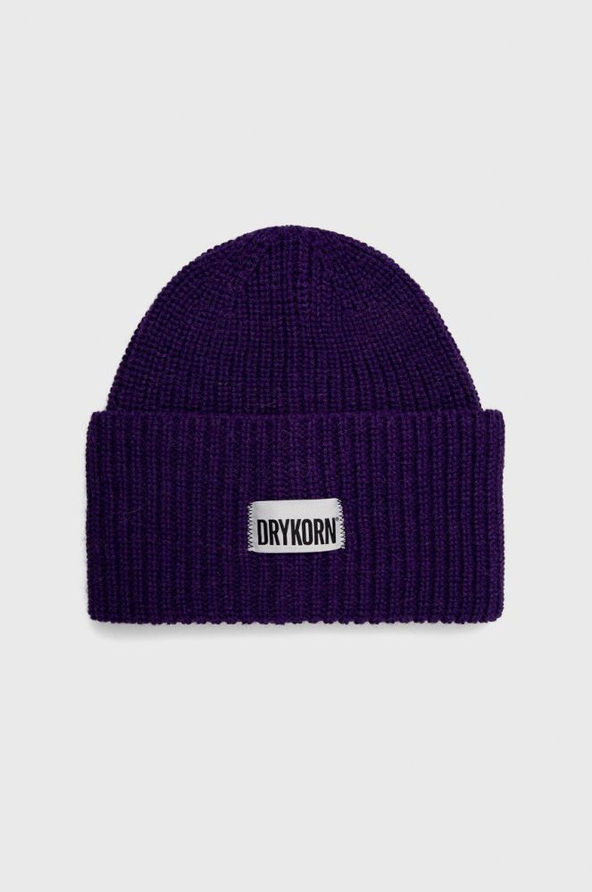 Вовняна шапка Drykorn Fraso колір фіолетовий вовна