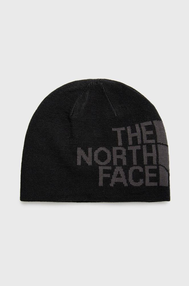 Двостороння шапка The North Face колір чорний з тонкого трикотажу (2691183)
