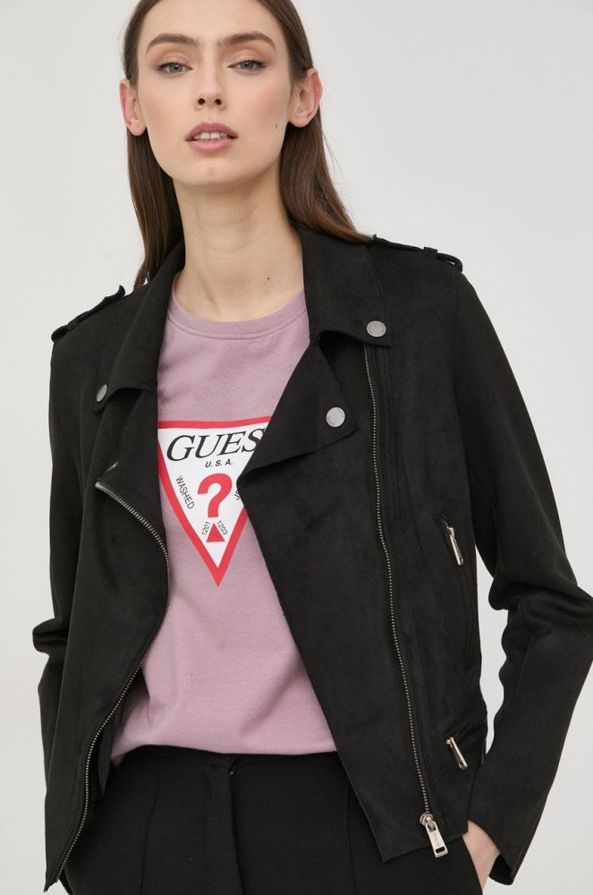 Куртка Guess жіноча колір чорний перехідна (2411389)