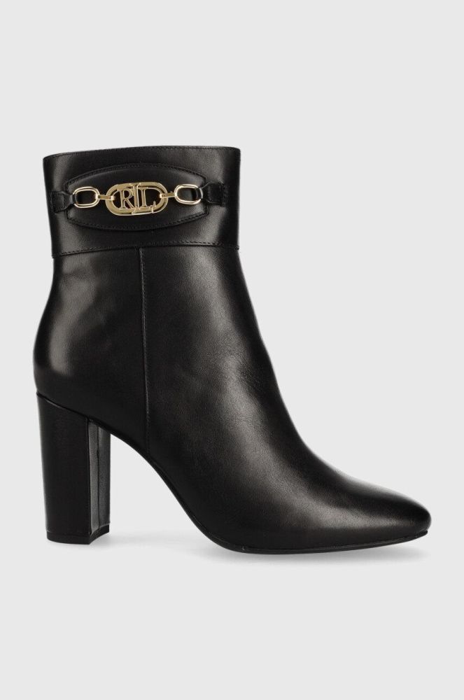 Шкіряні черевики Lauren Ralph Lauren Macie жіночі колір чорний каблук блок 802862717001