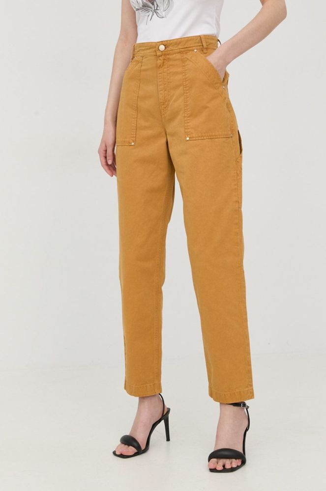 Бавовняні джинси Guess жіночі висока посадка колір помаранчевий (2411647)