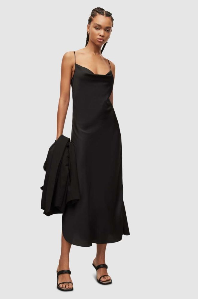 Сукня AllSaints колір чорний midi пряма (2633149)