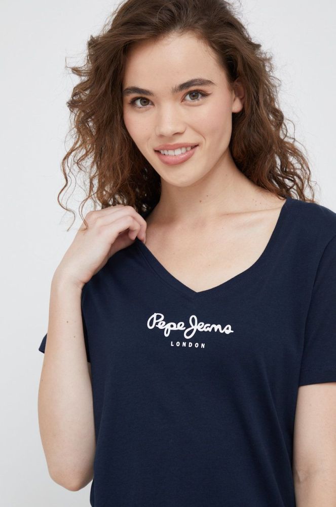 Бавовняна футболка Pepe Jeans колір синій (2557434)