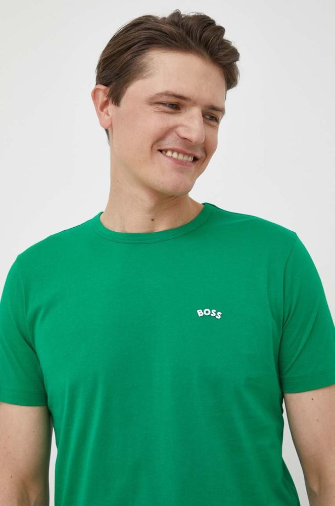Бавовняна футболка BOSS GREEN колір зелений однотонна (3109251)