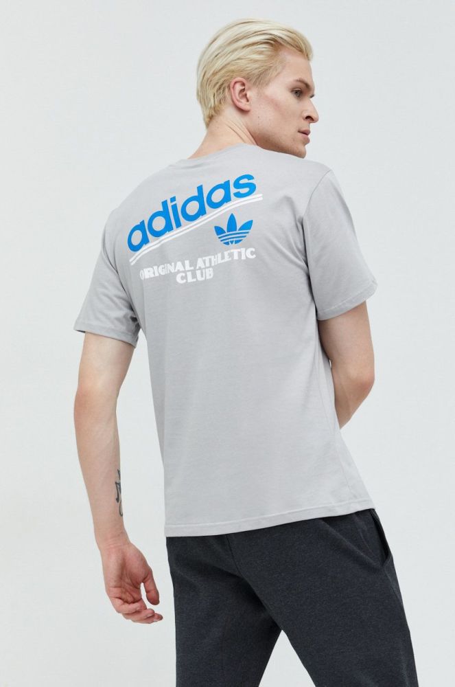 Бавовняна футболка adidas Originals колір сірий з принтом