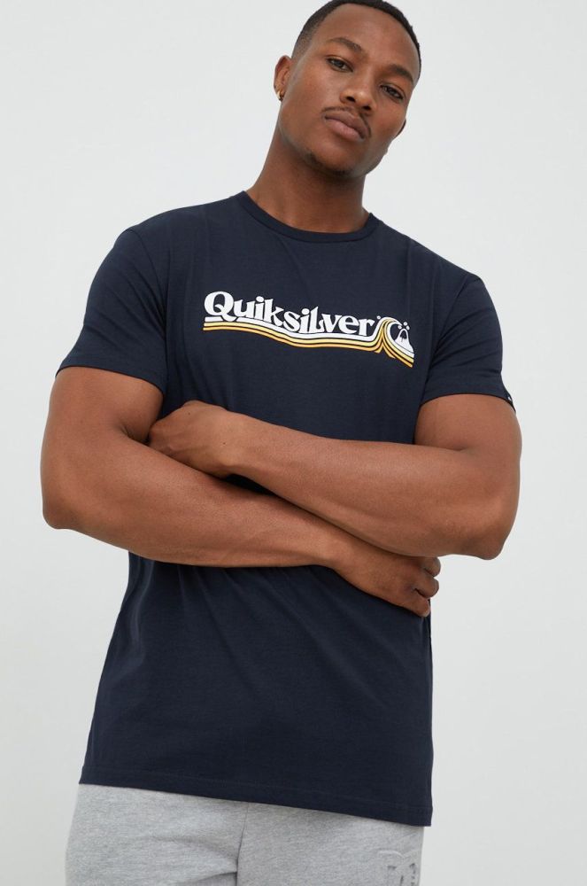 Бавовняна футболка Quiksilver колір чорний з принтом (2572728)