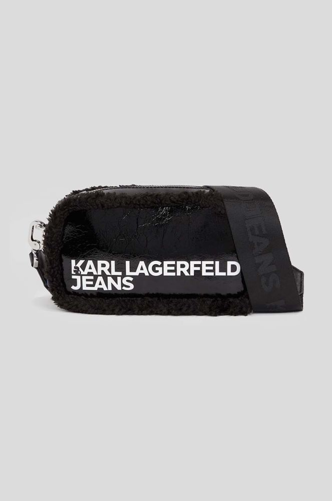Сумочка Karl Lagerfeld Jeans 236J3011 BOX LOGO SHEARLING CAMERA BAG колір чорний