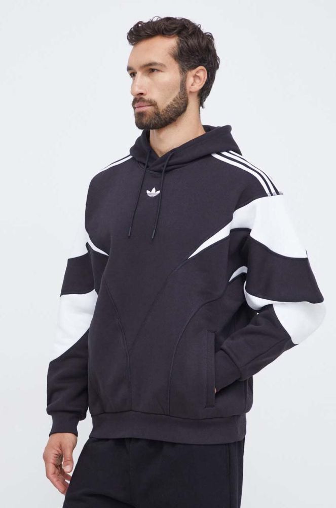 Кофта adidas Originals чоловіча колір чорний з капюшоном з аплікацією (3566882)