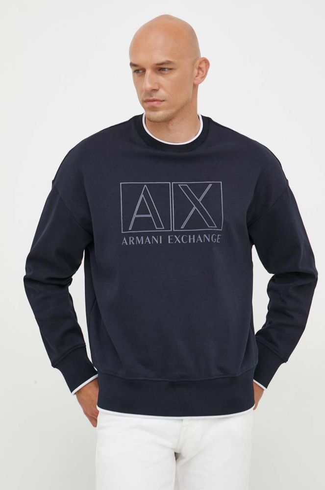 Кофта Armani Exchange чоловіча колір синій з принтом (3365779)