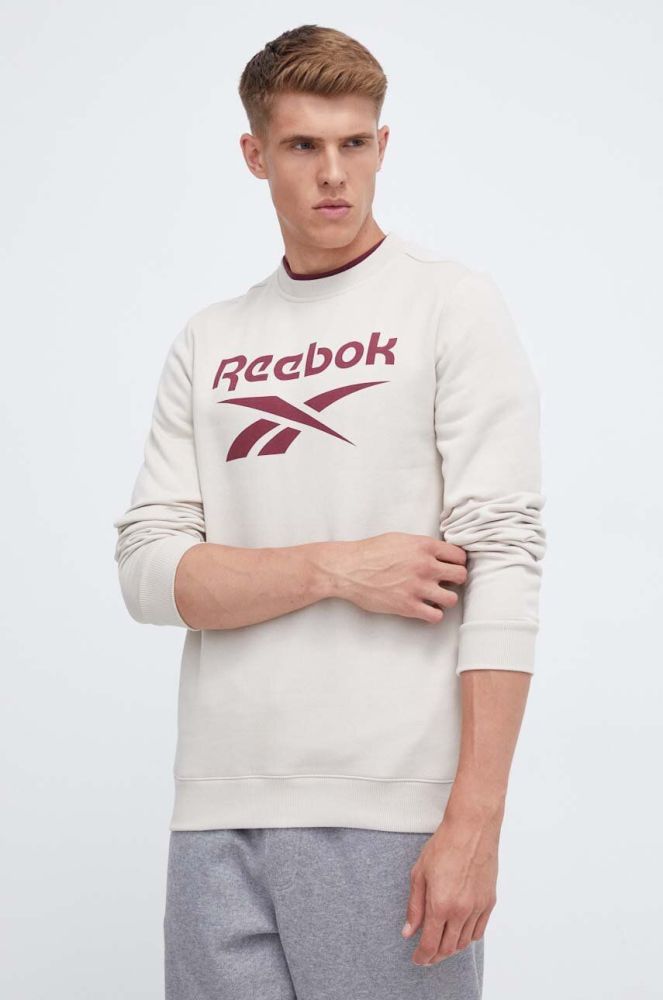 Кофта Reebok чоловіча колір бежевий з принтом