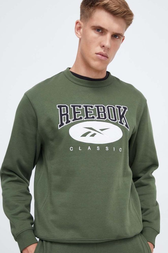 Кофта Reebok Classic чоловіча колір зелений з аплікацією