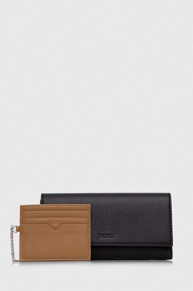 Шкіряний гаманець BOSS жіночий колір чорний (3558241)