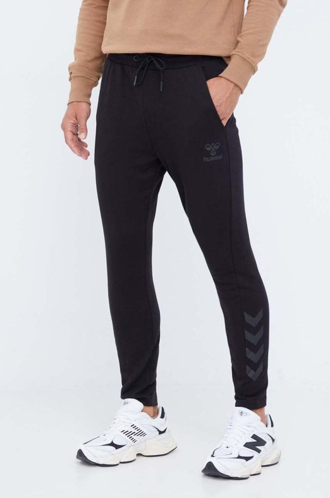 Спортивні штани Hummel колір чорний з принтом (3482610)