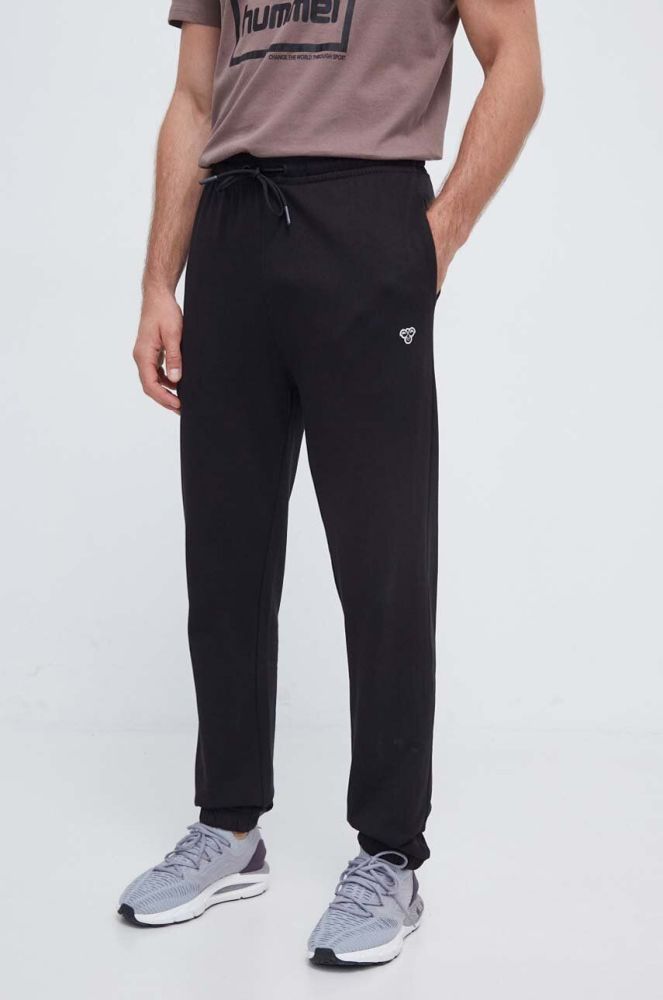 Бавовняні спортивні штани Hummel колір чорний однотонні (3582862)