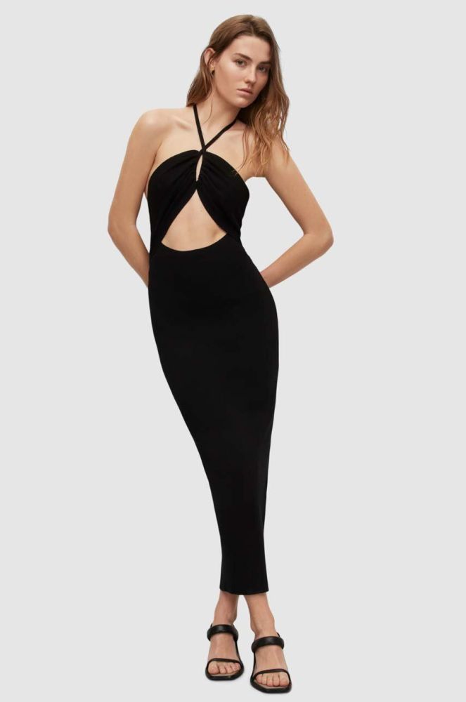 Сукня AllSaints колір чорний maxi облягаюча