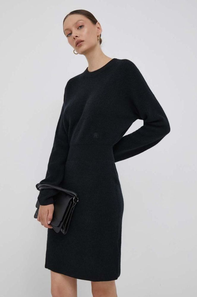 Вовняна сукня Tommy Hilfiger колір чорний mini oversize