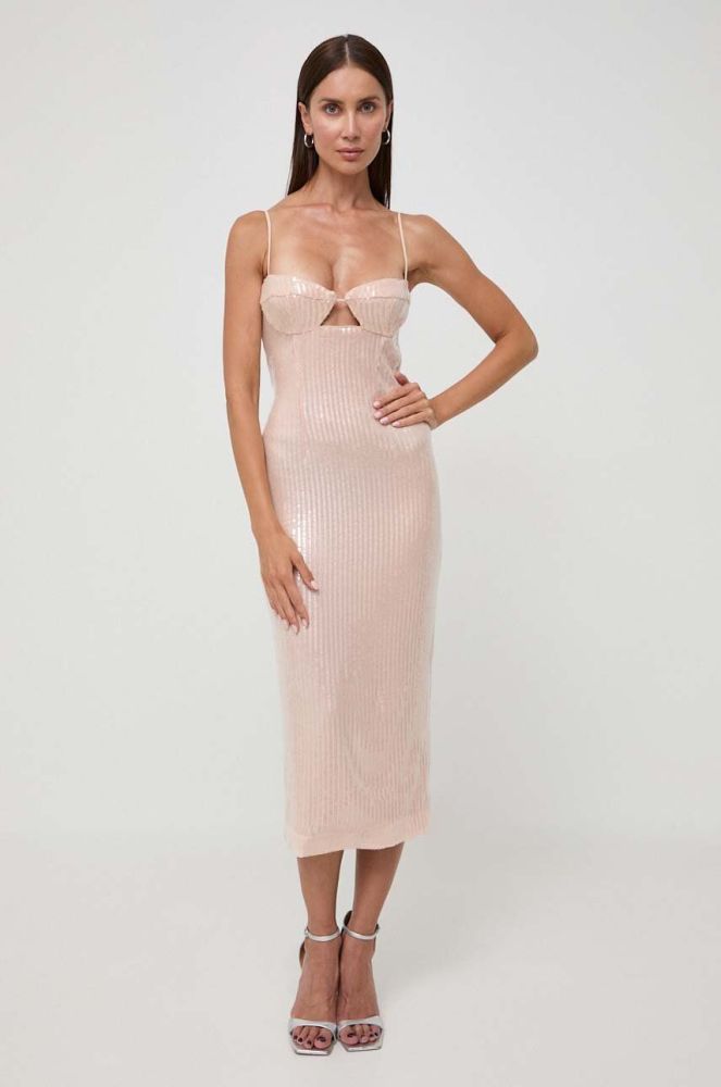 Сукня Bardot колір рожевий midi облягаюча (3575858)