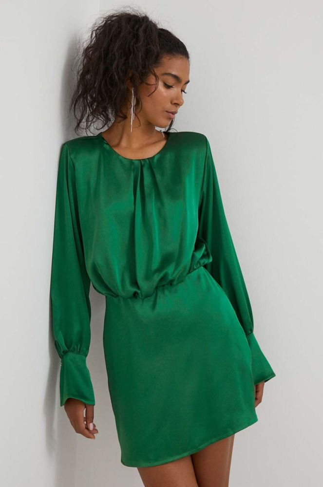Сукня Artigli колір зелений mini розкльошена (3591894)
