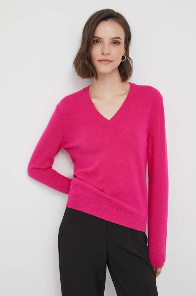 Вовняний светр United Colors of Benetton жіночий колір рожевий легкий (3422024)