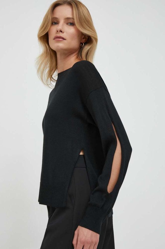 Вовняний светр Sisley жіночий колір чорний легкий (3681551)