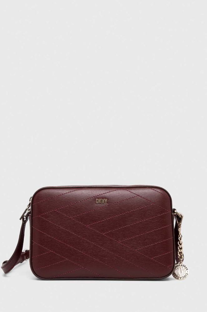 Шкіряна сумочка Dkny колір бордовий (3281978)