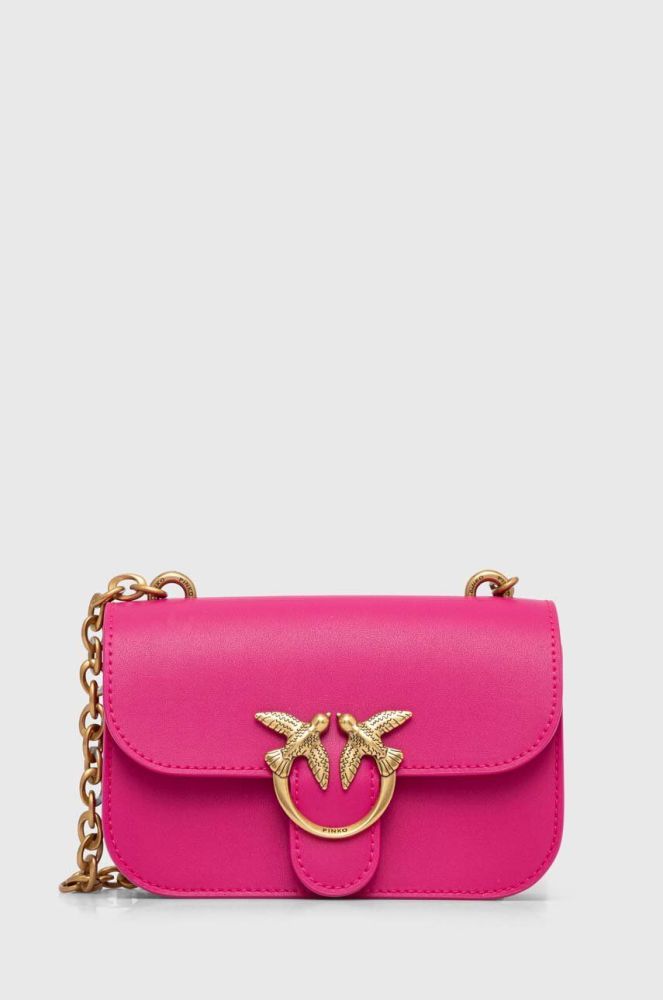Шкіряна сумочка Pinko колір рожевий (3432464)