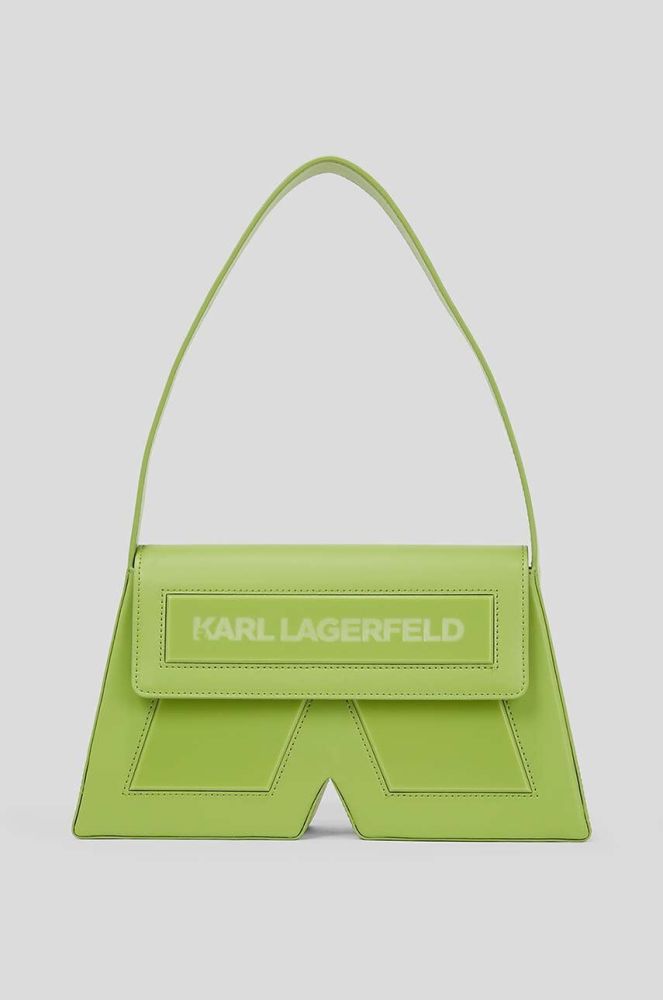 Шкіряна сумочка Karl Lagerfeld ICON K SHB LEATHER колір зелений