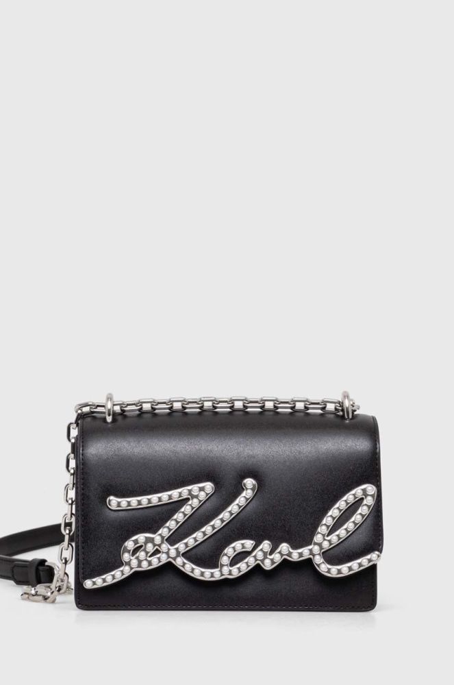 Шкіряна сумочка Karl Lagerfeld колір чорний (3548109)