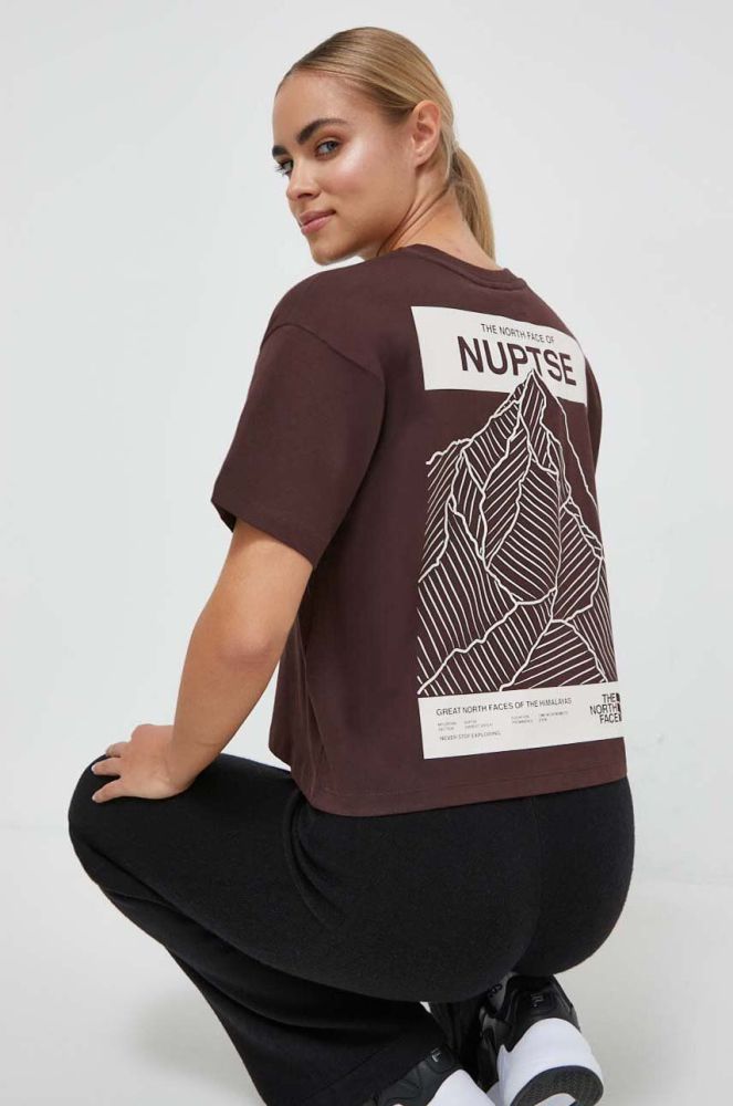 Бавовняна футболка The North Face колір коричневий