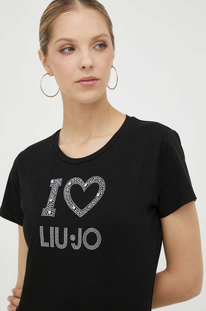 Бавовняна футболка Liu Jo колір чорний (3339043)