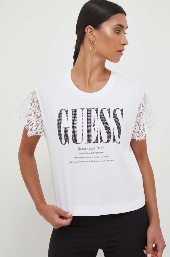 Бавовняна футболка Guess колір білий (3529688)