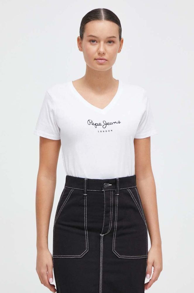 Бавовняна футболка Pepe Jeans жіночий колір білий (3648573)