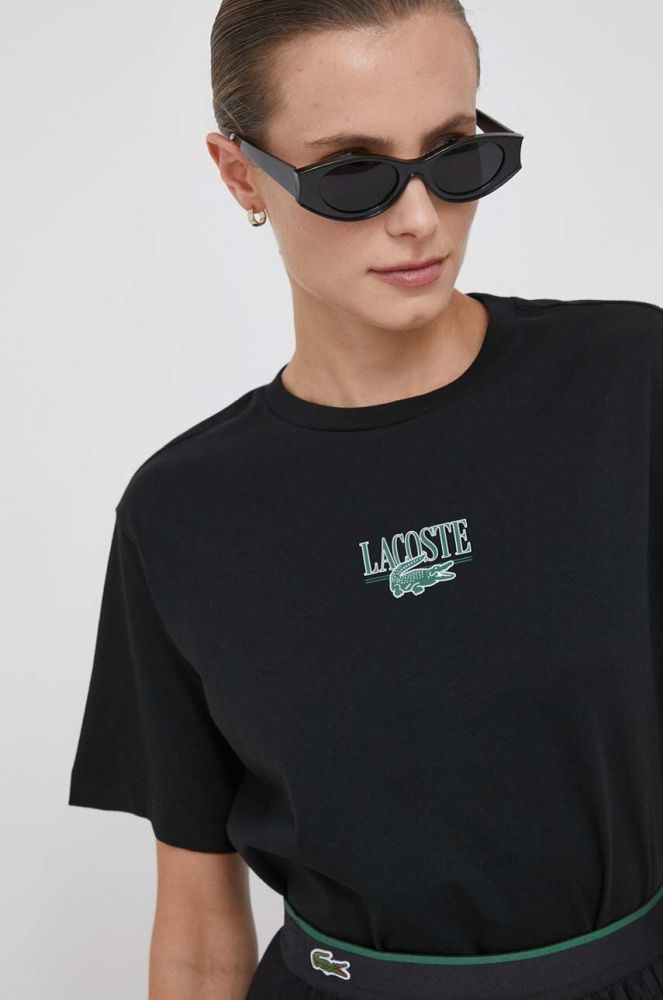 Бавовняна футболка Lacoste колір чорний