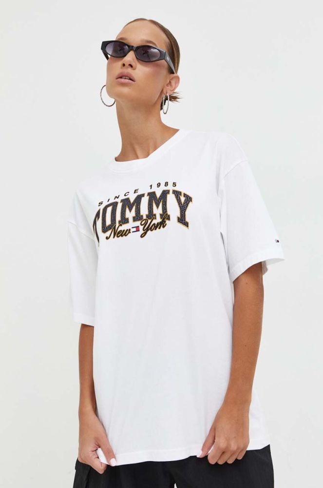 Бавовняна футболка Tommy Jeans колір білий (3583291)