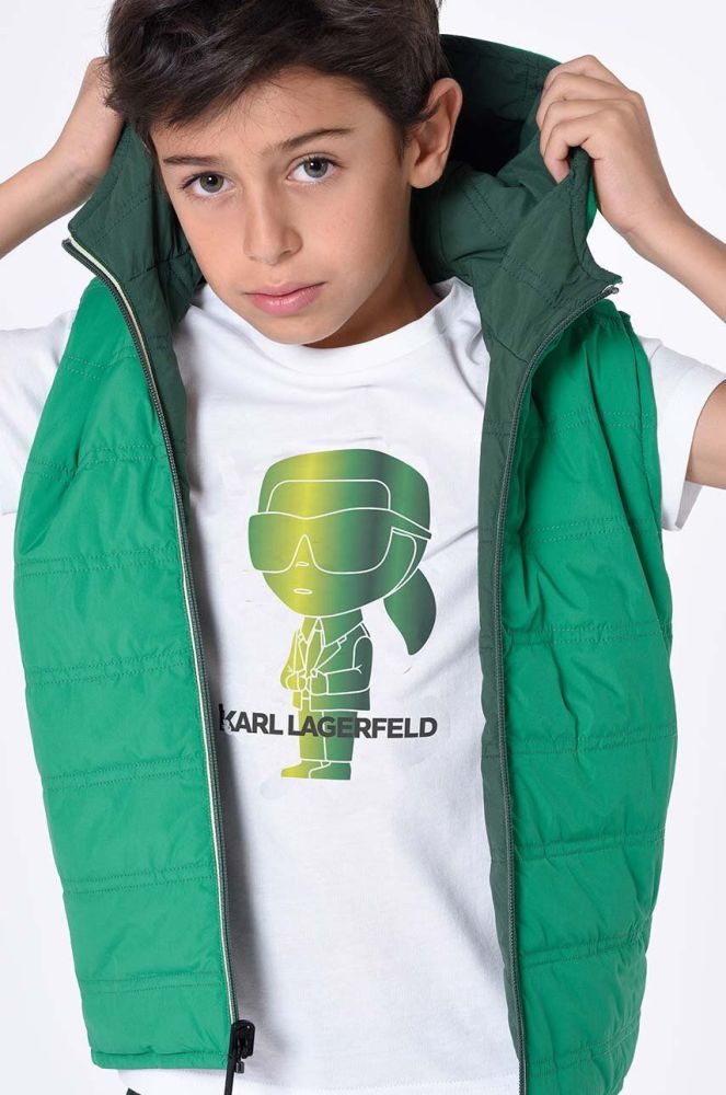 Дитяча бавовняна футболка Karl Lagerfeld колір білий з принтом (3412089)