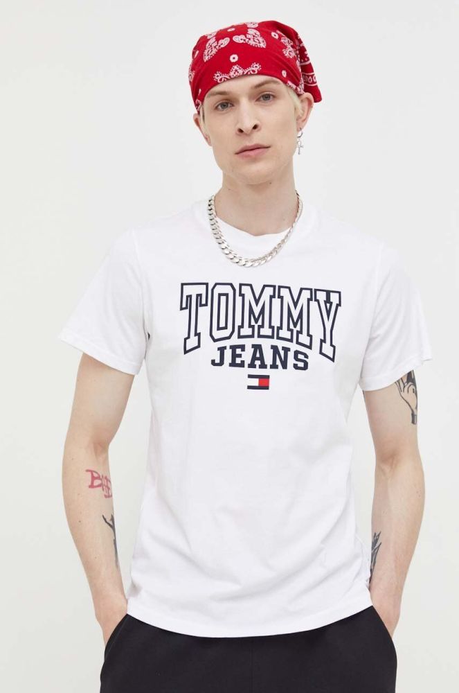Бавовняна футболка Tommy Jeans колір білий з принтом (3282093)