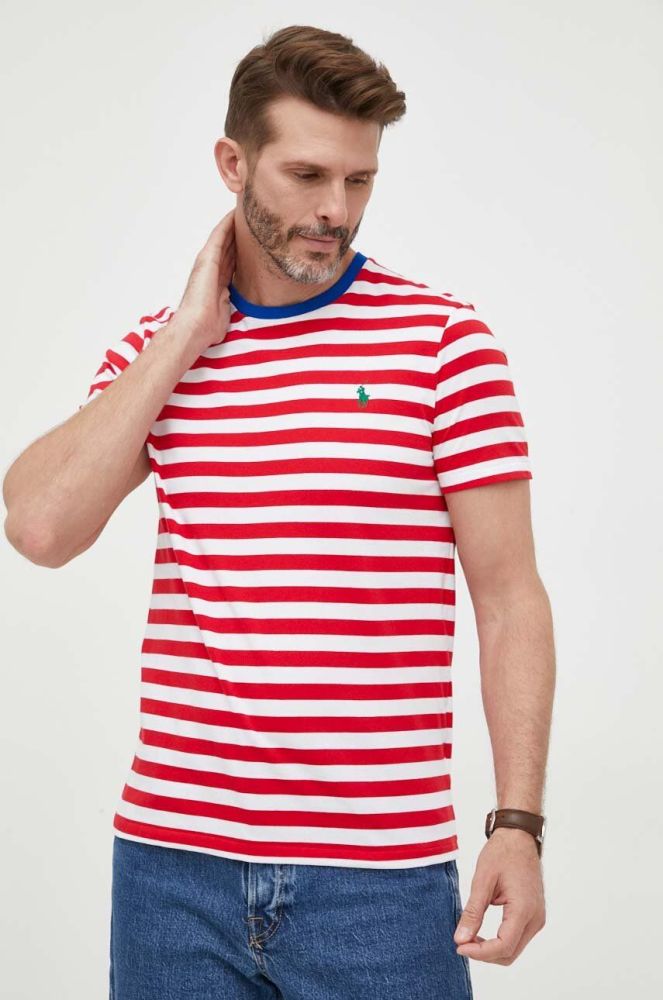 Бавовняна футболка Polo Ralph Lauren колір червоний візерунок