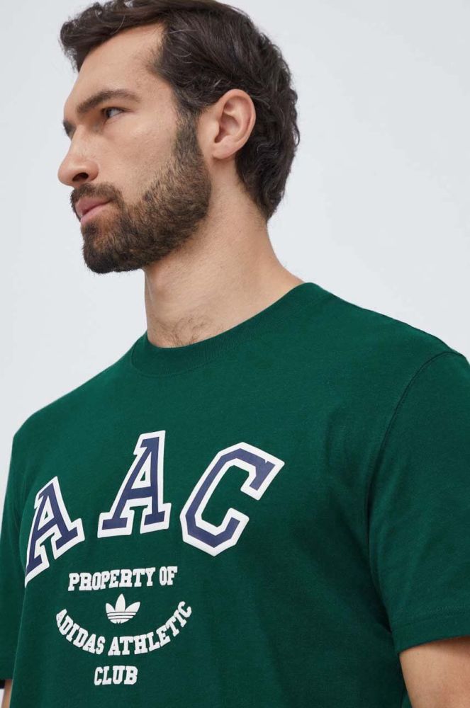 Бавовняна футболка adidas Originals чоловічий колір зелений з принтом (3691487)