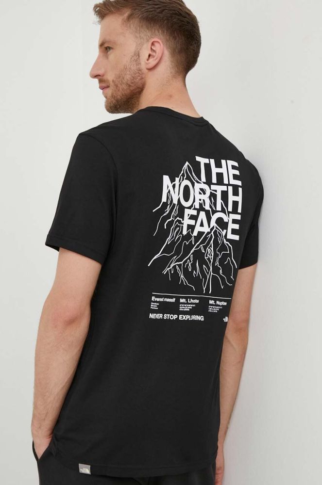 Бавовняна футболка The North Face колір чорний з принтом (3388968)