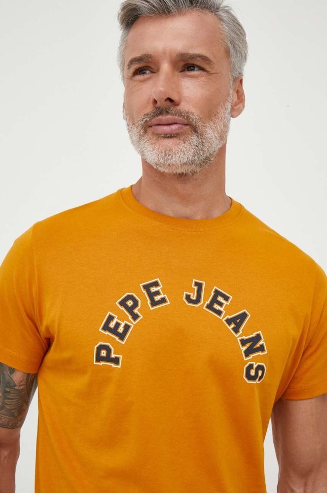Бавовняна футболка Pepe Jeans Westend колір жовтий з принтом