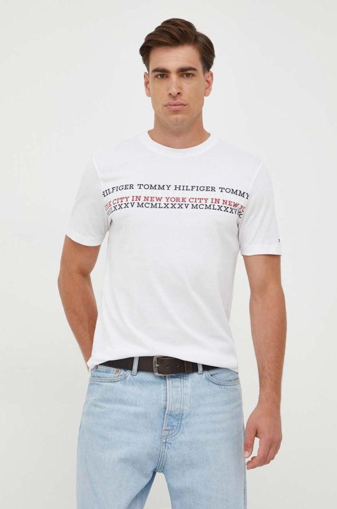 Бавовняна футболка Tommy Hilfiger колір білий з принтом (3426642)