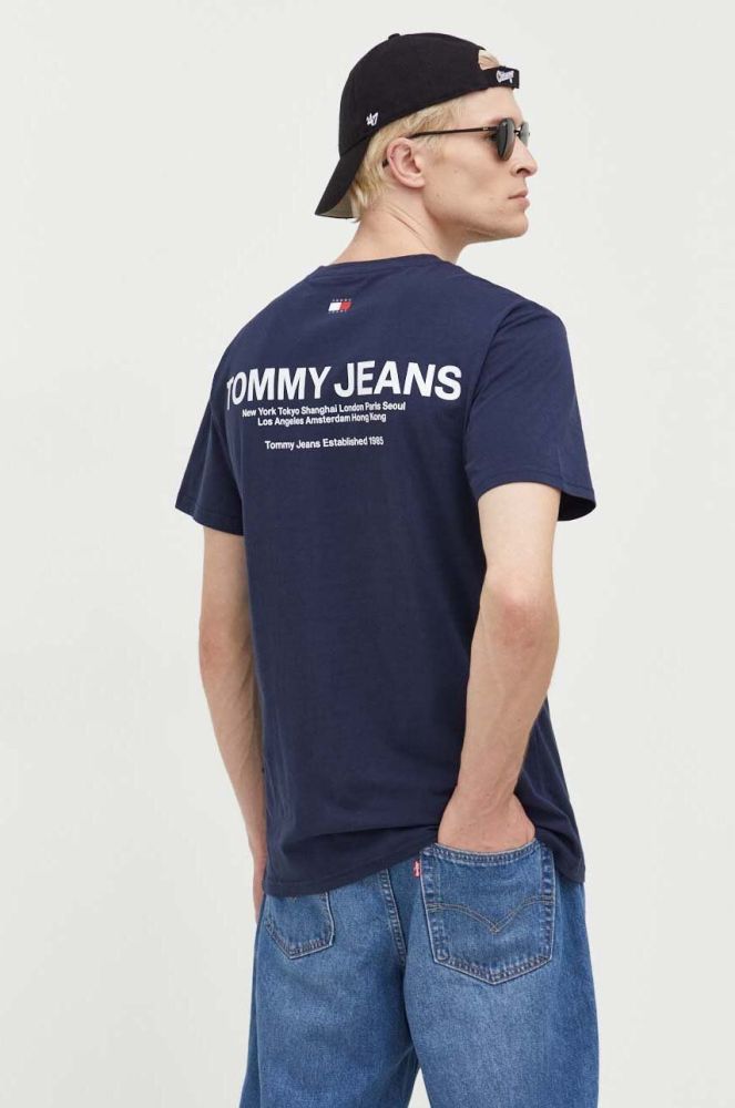 Бавовняна футболка Tommy Jeans колір синій з принтом (3558962)