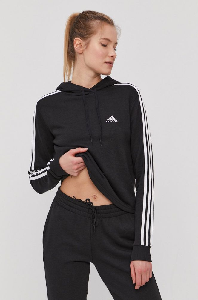 Кофта adidas жіноча колір чорний гладка