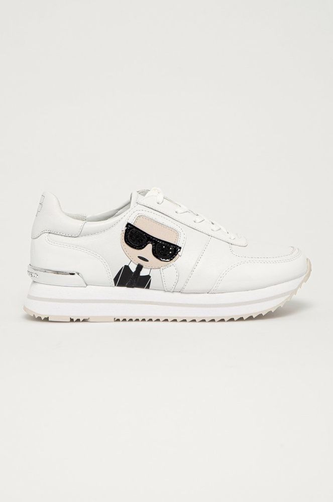 Шкіряні черевики Karl Lagerfeld колір білий на платформі (1377147)